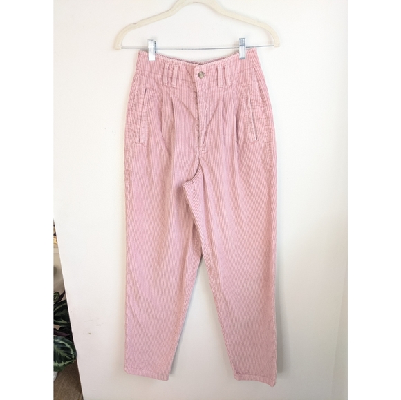 Vintage 90s Corduroy High Rise Pleated Tapered Leg Trousers/Pants - Picture 3 of 14